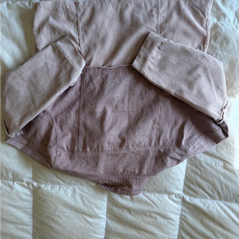 Chic pink double color Corduroy Jacket - Picture 4 of 5